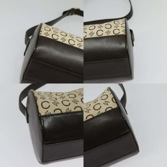 CELINE C Macadam Canvas Shoulder Bag Beige Gold - Picture 10 of 12